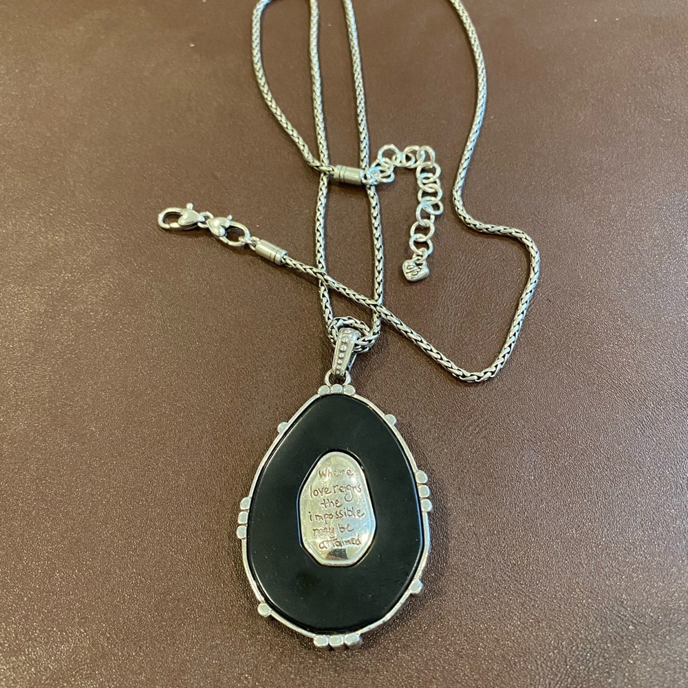 Brighton Black and Silver Oval Pendant Necklace